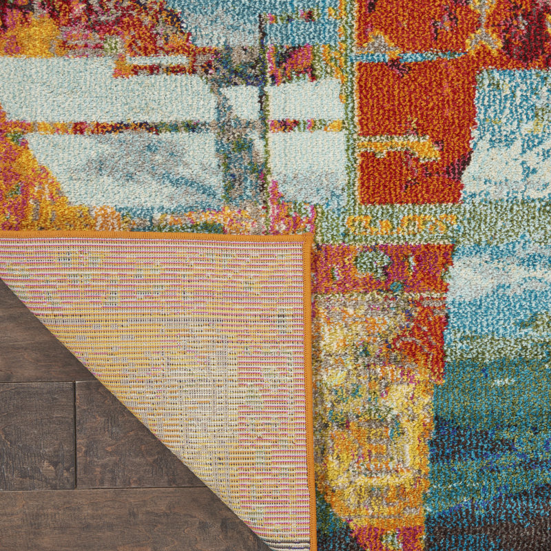 Ivy Bronx Velva Abstract Red/Green/Blue/Gold Area Rug & Reviews Wayfair